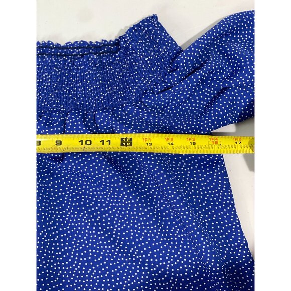 Allison Joy Blue Polka Dot Off-Shoulder Blouse Womens S - Picture 12 of 13